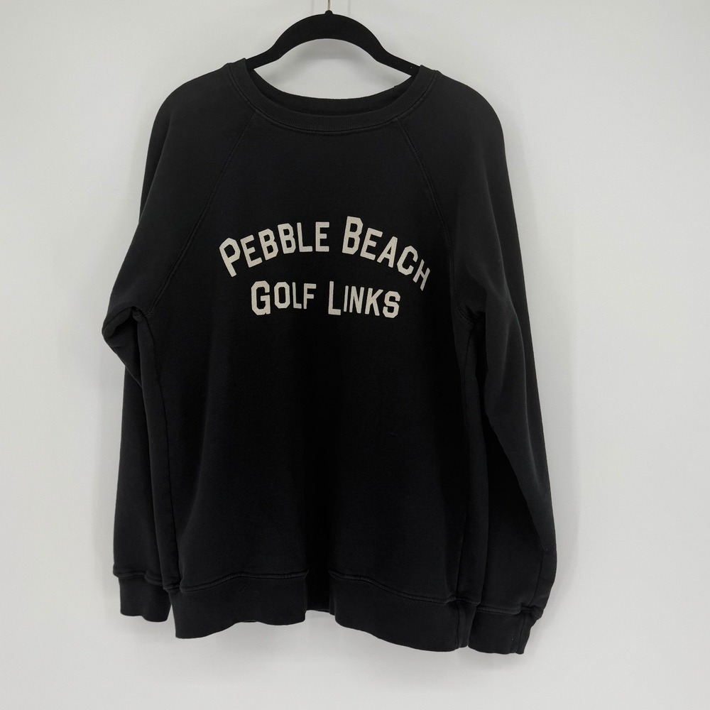 Retro Brand Pebble Beach Golf Links Sweatshirt Mens Medium Black Cotton USA Made